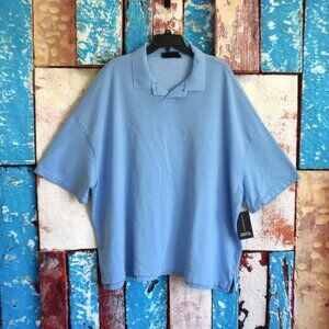 Men's No Boundaries Oversize French Terry Polo Shirt 2XLARGE Chambray NEW